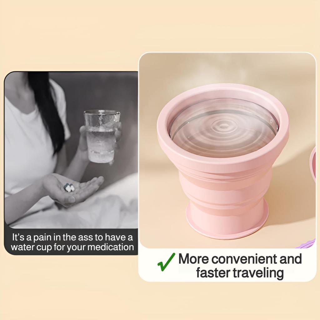 2in1 Creative 4 Grid Medicine Case With Small Water Cup Space-Saving & Washable Daily Pill Case Small Piller for Pocket Purse