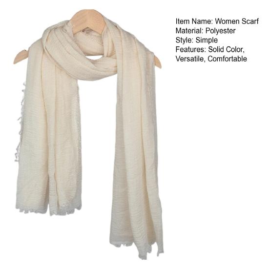 Women Scarf Shawl Solid Color Furry Trim Versatile Shawl Wrap Soft Warm Long Scarf Winter Costume Accessory