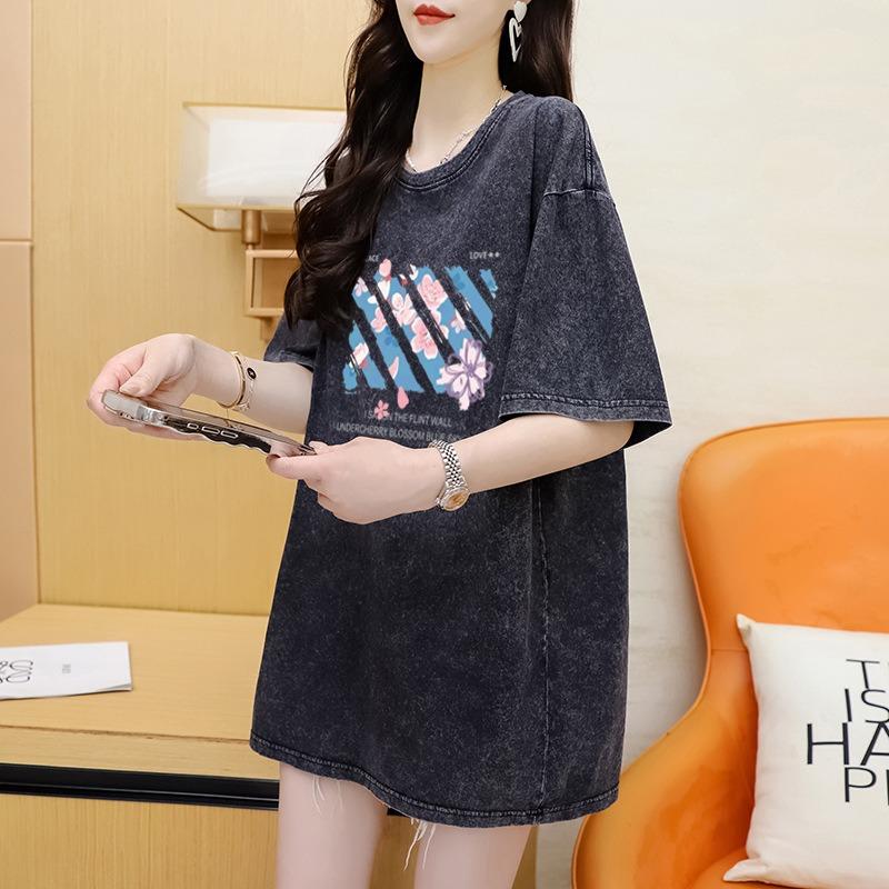 Женская сумка воротник стирка сделать старый короткий рукав дизайн чувство моды бренд пара топ