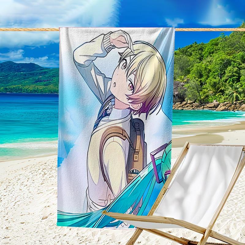 proof beach towel with a Tenma Tsukasa pattern - soft,absorbent,quick-drying,machine washable - perfect for swimming,camping,bathing