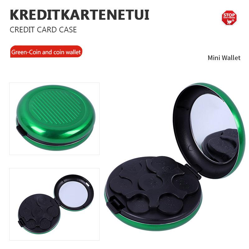 Модный креативный мини-коробка для хранения евромонет с зеркалом, портативный дорожный круглый кошелек из алюминиевого сплава с нулем евро, кошельки для монет