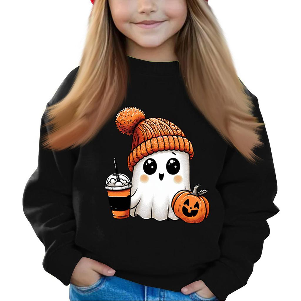 Halloween Day Girls Round Neck Pullovers For Kids Printed Baby Tops