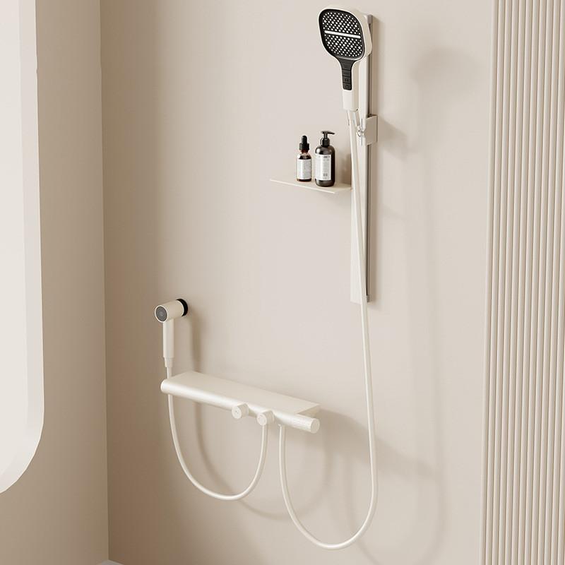 Новое поступление Tuqiu Белый Душевой гарнитур для ванны, настенный серый смеситель для ванны, термостатический белый смеситель для ванны и душа, латунь