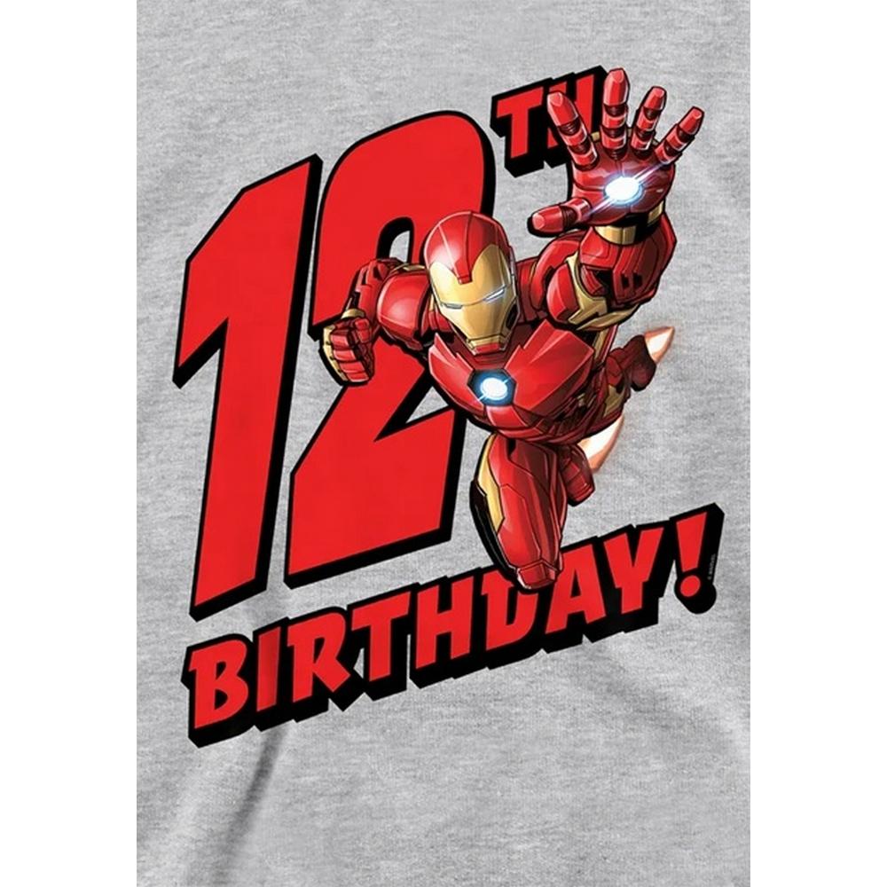 Marvel Childrens/Kids Iron Man Heather 12th Birthday Hoodie