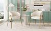 White Dining Chair Modern Lamb Velvet Spray Gold Dining Chair in Gold-Finish (2 pcs), Dining Chair with Golden Legs