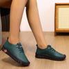 35-45,Soft-soled Shoes Women's Large Size Hand-stitched Lace-up Outside Casual Shoes, Ladies Imitation Leather Shoes