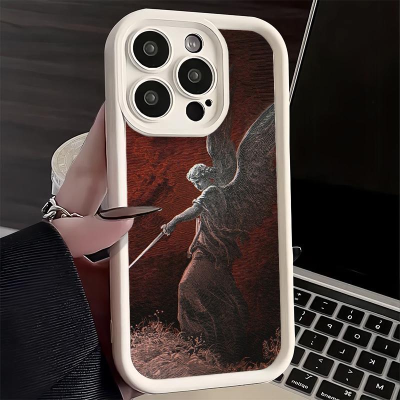 Чехол для телефона iPhone 17 Air 16E 15 16 Pro Max Архангел Михаил Эстетика Чехол 14 Plus 13 12 Mini Мягкий Силиконовый Fundas