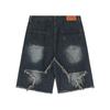 Vintage Tassel Star Denim Shorts Splicing Loose Jeans Shorts Men Hip Hop Streetwear Harajuku Y2K Shorts Summer