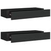Wall mounted Drawers Shelves 2 pcs Black 60 x 23.5 x 10 cm MDF