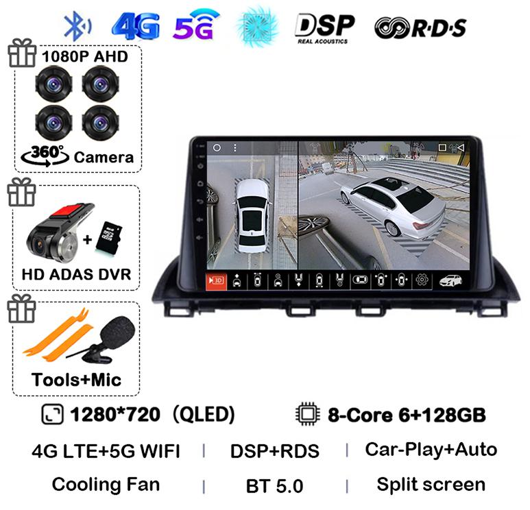 Android 14 Carplay Auto For Mazda 3 Axela 2013 - 2019 Car Radio Multimedia Player GPS Navigation Video Stereo Head Unit 2Din DVD