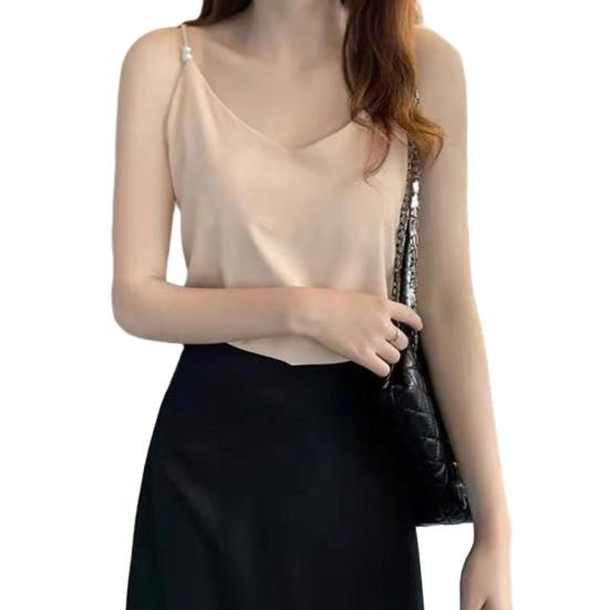 Женский жилет без рукавов с открытой спиной, однотонный, с V-образным вырезом, с низким вырезом, атласный, мягкий