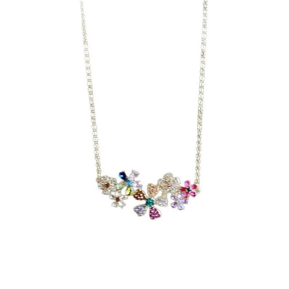 Colored Zircon Zircon Flower Necklace Geometry Design Luxury Jewelry  Women's Jewelry
