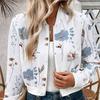 Элегантная женская повседневная куртка на молнии с длинным рукавом, короткая куртка с цветочным принтом A599, осень 2025