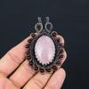 Rose Quartz Gemstone Pure Copper Wire Wrapped Handmade Pendant Jewelry