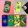 Бразилия Бразильский флаг Чехол для телефона Для iPhone 17,16,15,14,13,12,11,Pro,XS,Max,XR,Plus,E,SE4,Mini Черный Мягкая крышка