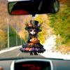 Yousheng Halloween Witch Car Pendant Pumpkin Lanterns Bat Elements Rearview Mirror Ornament Gothic Tabletop Hanging Accessories