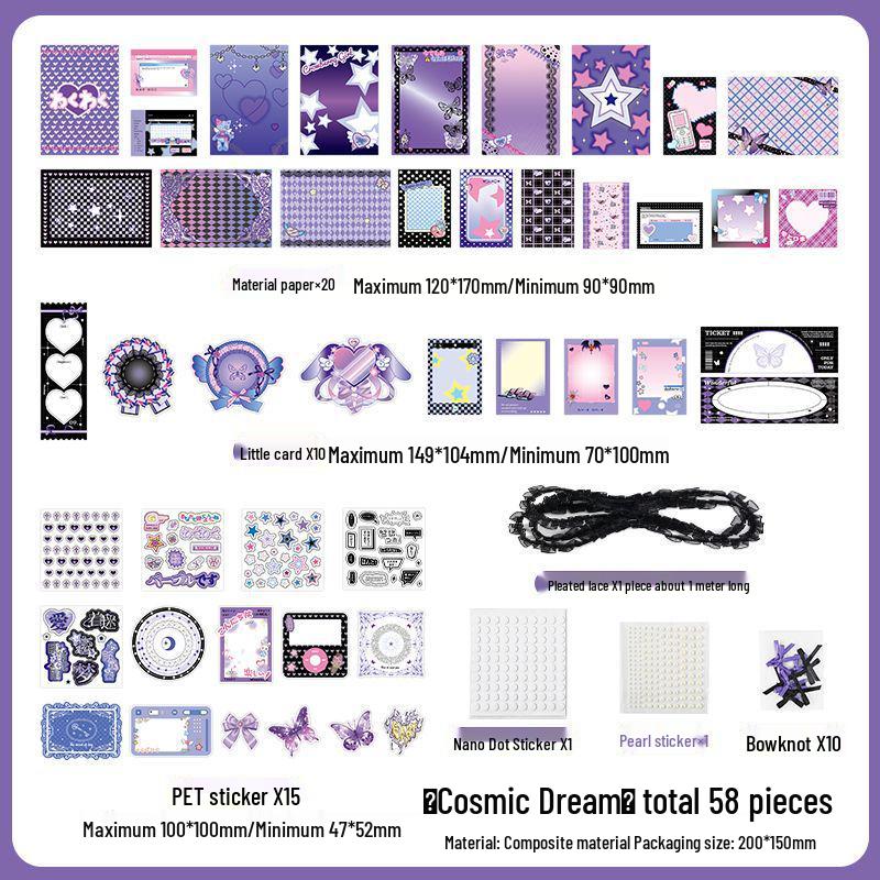 Счастливая лента кружево ита-бэг: Красный бумажный фон, наклейки для красоты и дырокол