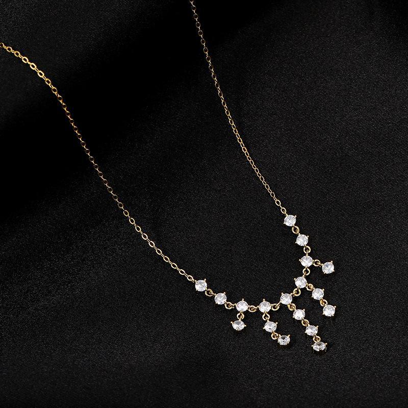 Ожерелье Galaxy Waterfall из серебра 925 пробы с бриллиантами и кисточками, роскошная и элегантная цепочка на ключицу