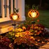 Outdoor Night Lighting for Trails Halloween Pumpkin Solar Yard Light, Garden Stake Light with Warm Glow Glass Decorative Pathway Ball, Powered