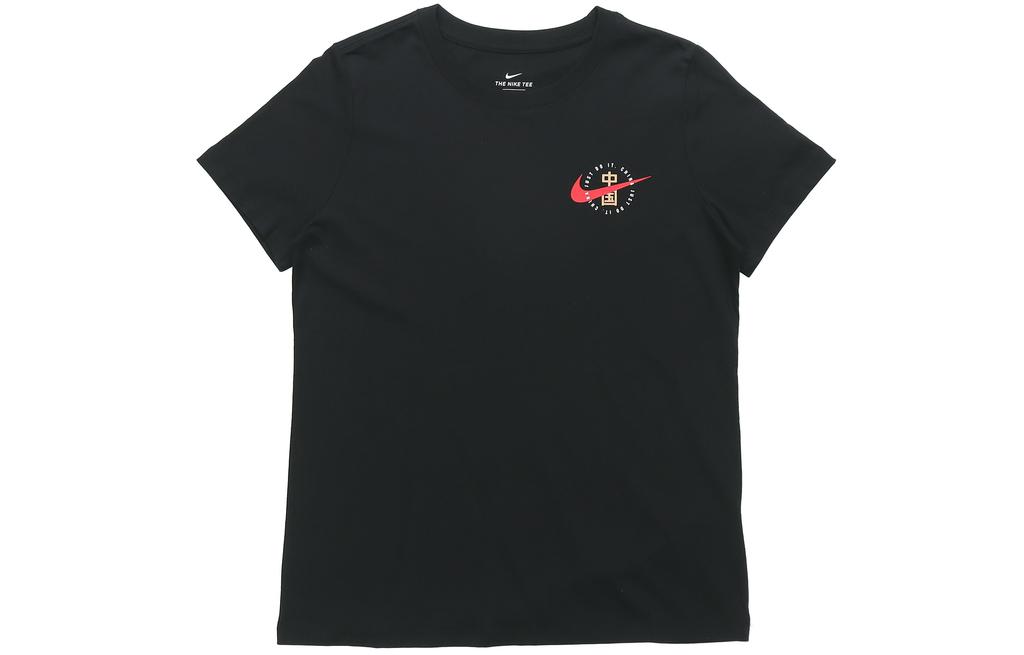 Nike T Shirts Women's Black Crew Neck Moderate Straight Fit CZ3580-010