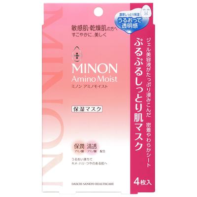 Увлажняющая маска для лица Minon Amino Moist, 4 листа — для чувствительной и сухой кожи, увлажнение, сияющий цвет лица