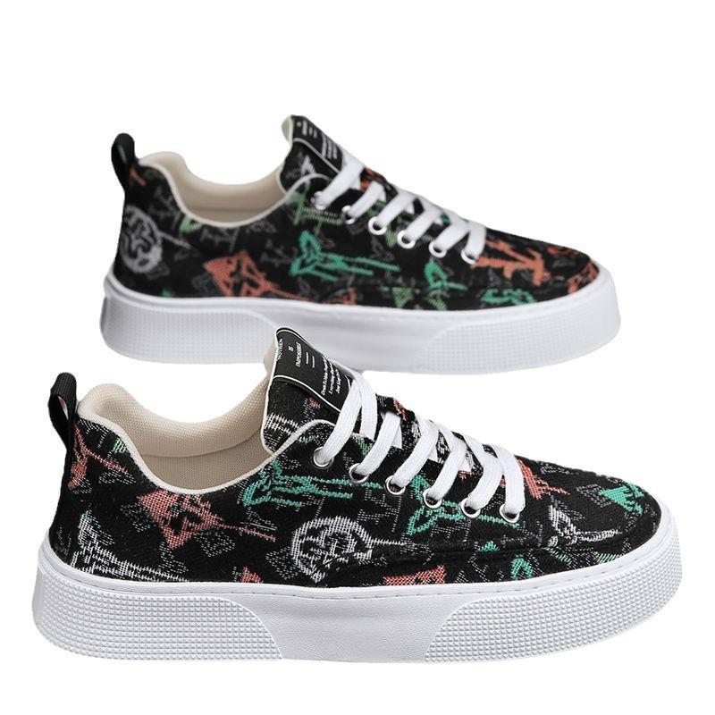 Men's Shoes Spring 2024 New Breathable Canvas Shoes Trendy Versatile Flat-soled Old Beijing Cloth Shoes Flat-soled Non-slip Board Shoes