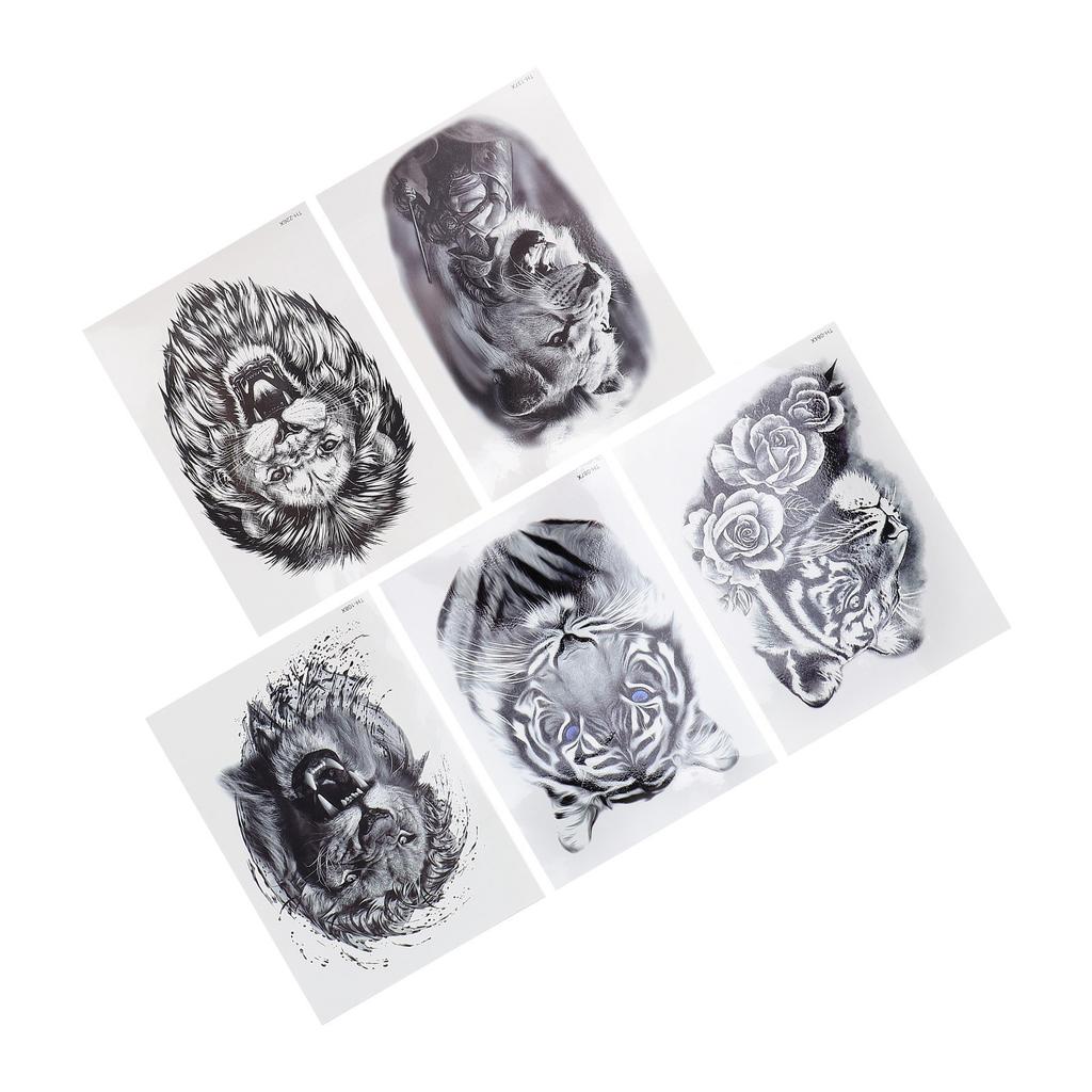 5 листов временных тату-наклеек с животным узором для мужчин, водостойкий аксессуар для татуировок