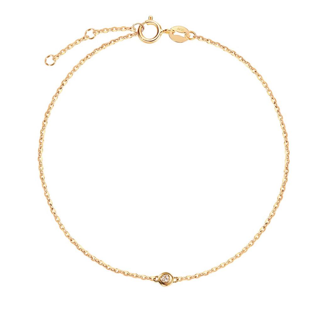 FANCIME Diamond K18 Yellow Gold Bracelet Single Lab Grown Diamond 18K Day Christmas Birthday Anniversary Present Gift Wrapping Included Women's