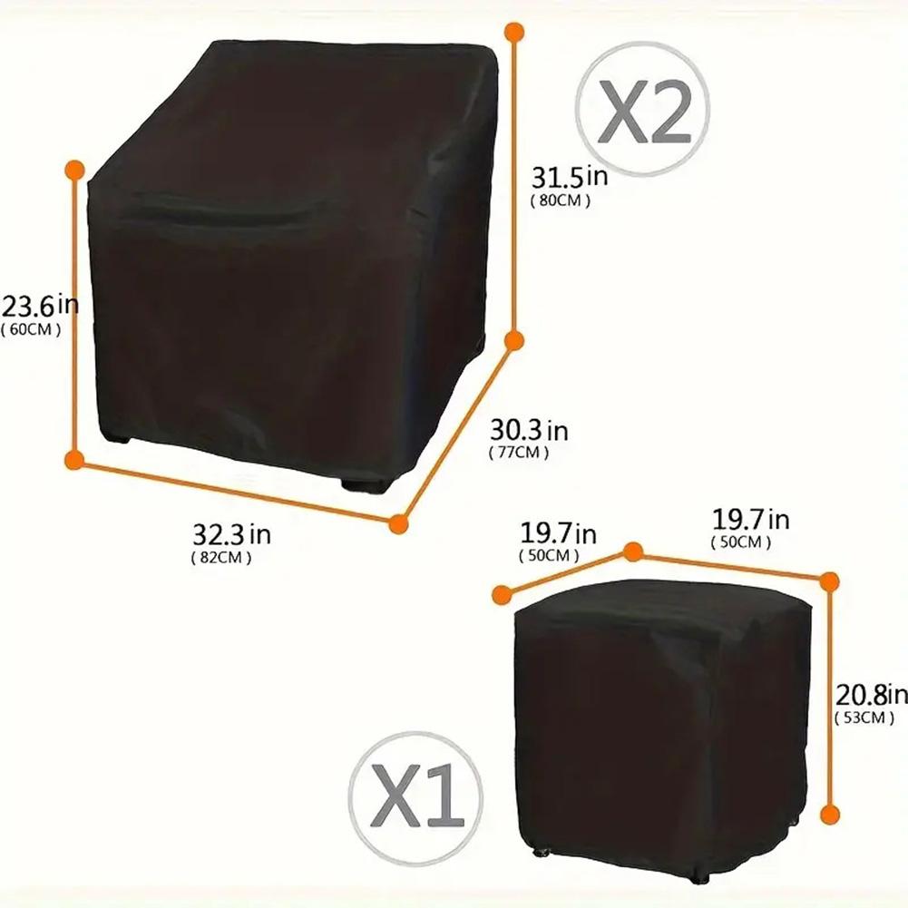 Outdoor Patio Furniture Covers Set Made of 210D Oxford Waterproof Material for Sofa Two Chairs and Coffee Table