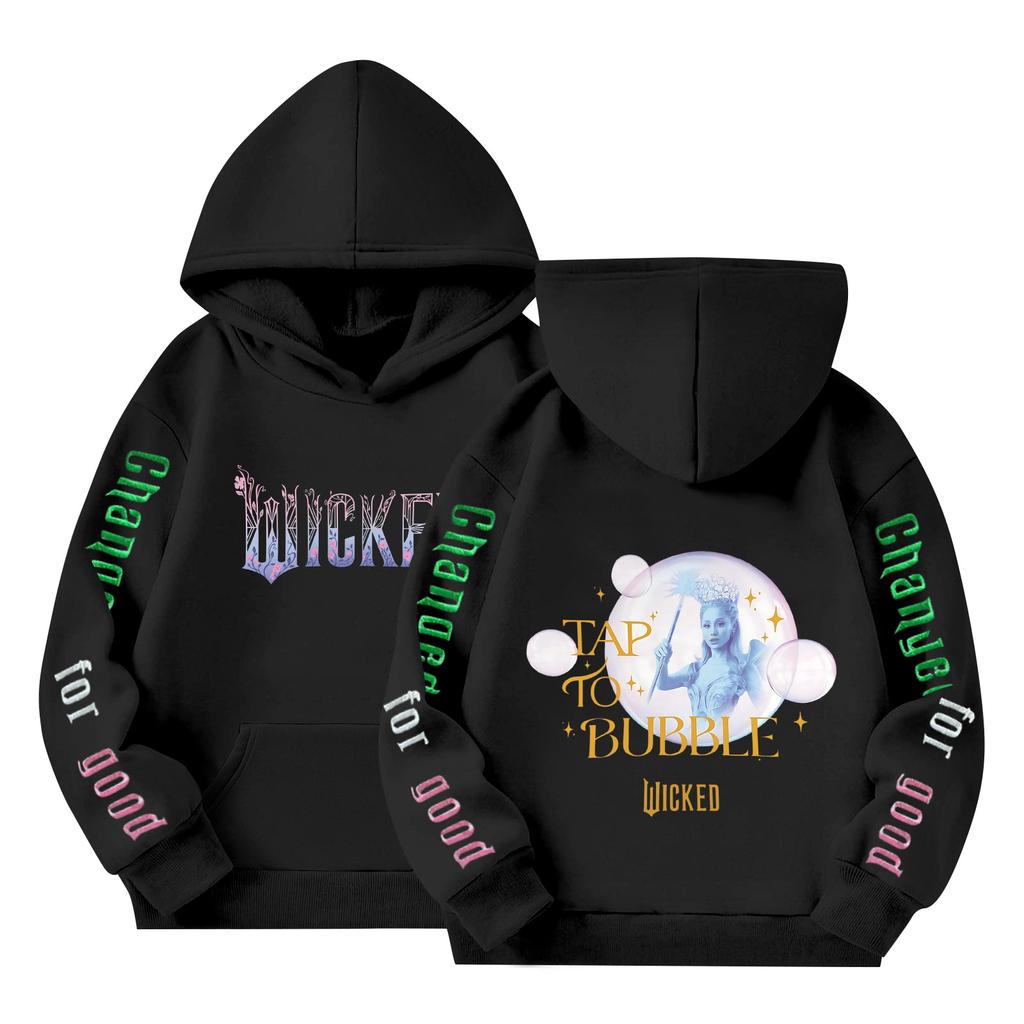 Kids' Long Sleeve Loose Pullover Letter Print Drawstring Hooded Sweatshirt