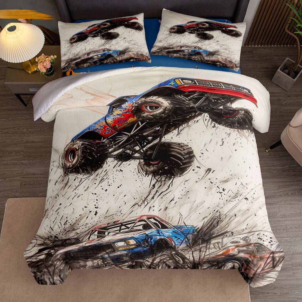 Комплект пододеяльника Monster Jam Race King Queen Double Full Twin Single Size