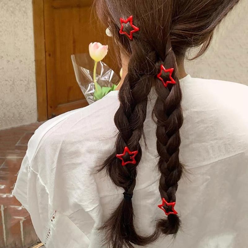 20 шт. Модные милые крутые красные заколки для волос со звездой, заколки-уточки для волос, простые заколки для волос, модный аксессуар для волос, подарки