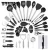 42PCS Black Silicone Cooking Utensils Set Non-Stick Pan Baking Tools Kitchenware Slotted Turner Spatula Spoon Food Tongs Kitchen Kit