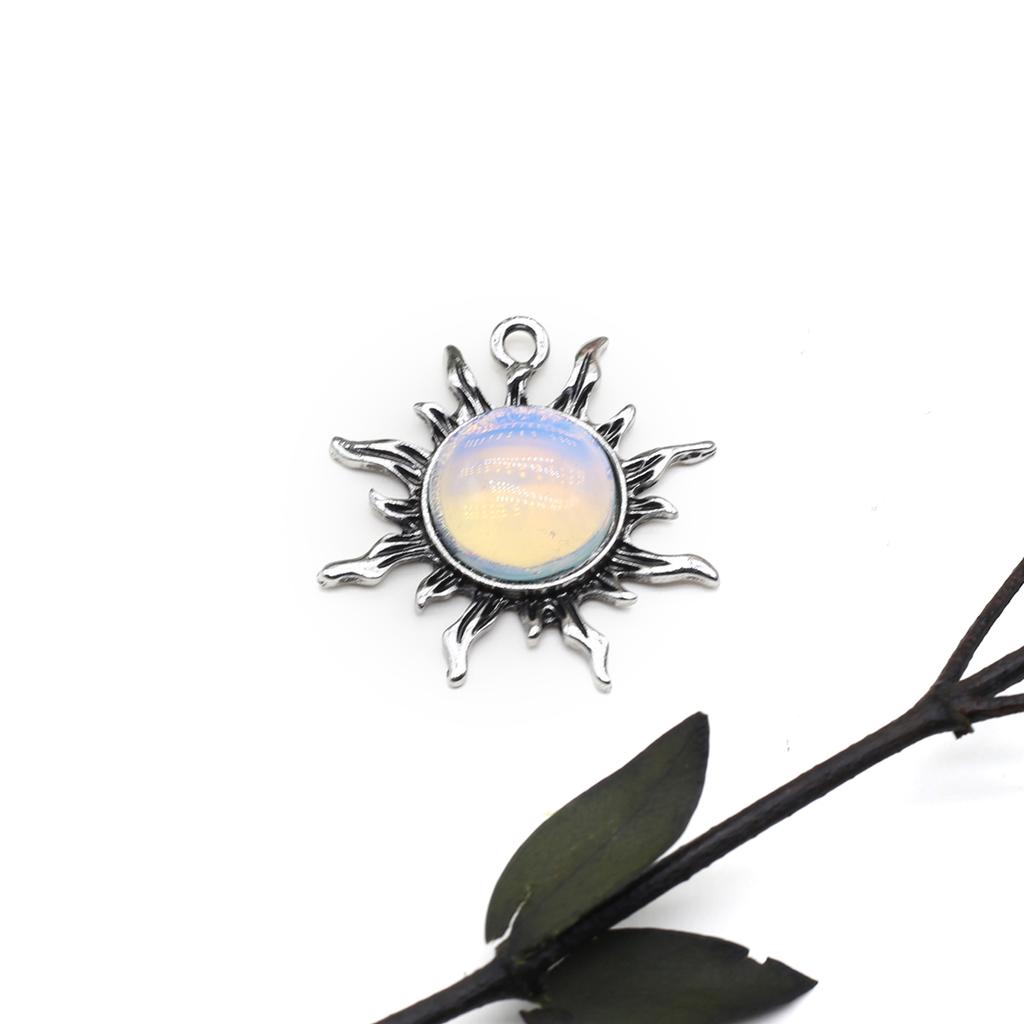 1 шт. модный кулон из натурального камня ручной работы в форме солнца кристалл розовый кварц зеленый авантюрин подвески для изготовления ювелирных изделий DIY аксессуары для ожерелья 35x40 мм