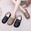 Женские зимние теплые тапочки на плоской подошве с круглым носком для улицы и дома, мокасины с меховой подкладкой, легкие плюшевые туфли для ходьбы для женщин
