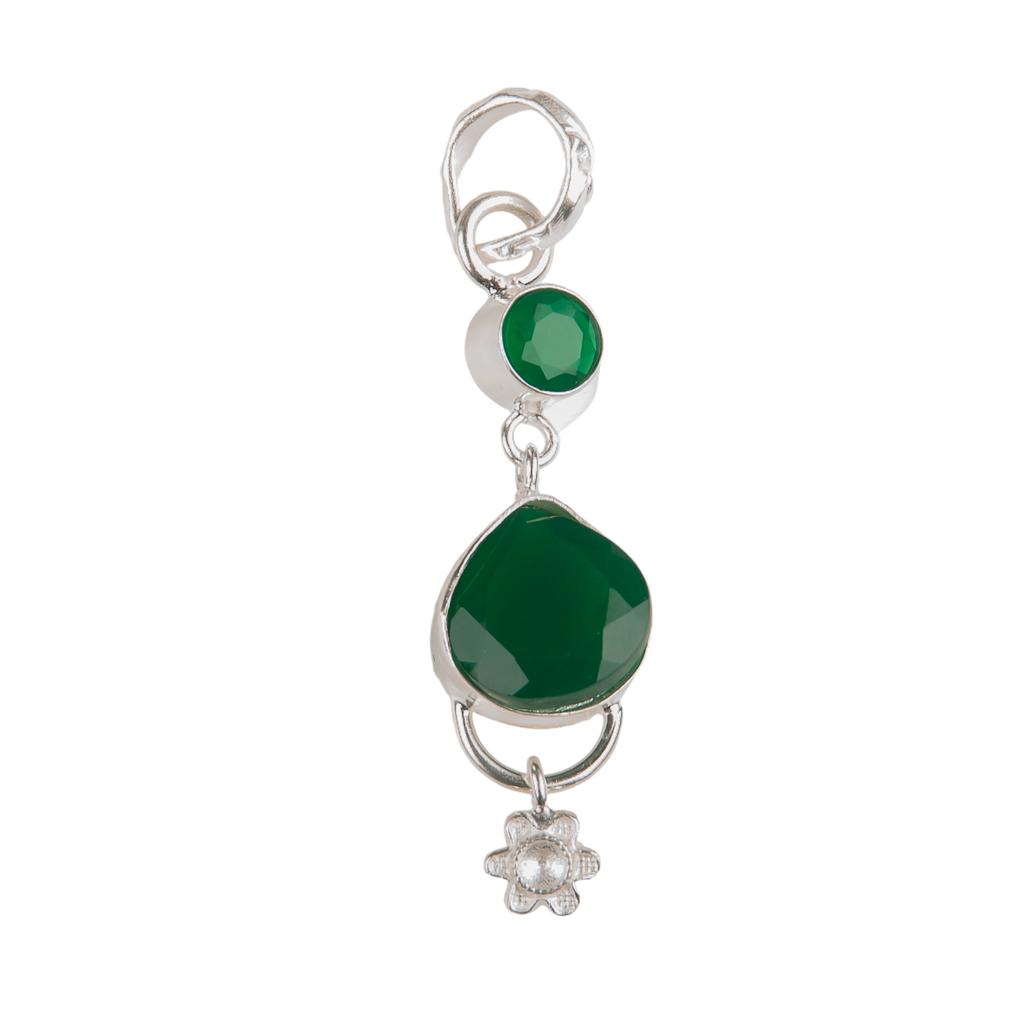 Green Onyx Gemstone 925 Sterling Silver Jewelry Handmade Pendant 2.00" For Gift PP-5-17