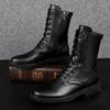 2019 Men's High Top Leather Martin Boots with Velvet Lining and Zipper