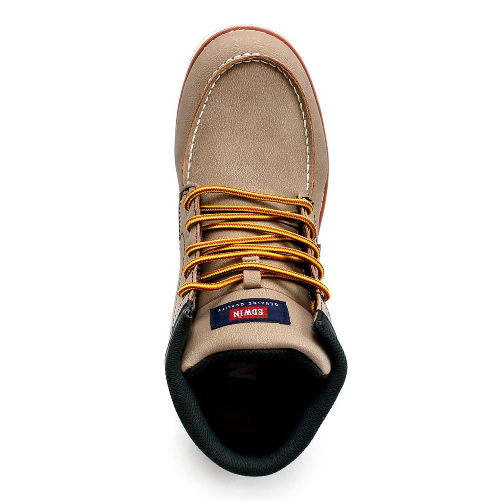 Edwin Waterproof Work Short Moccasin Boots with Moc PU EDM8700 Size Men's Boots, Toe, Leather, Non-Slip, Color Beige, 26.0cm