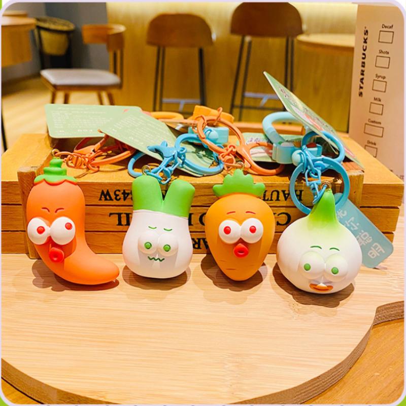 Creative Car Keychain, Funny And Cute Cartoon, Vegetables, Big Eyes, Schoolbag Pendant, Couple Small Gifts Key Chain Keychains Female Flower Keyring