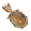 Natural Botswana Agate TwoTone 925 Solid Sterling Silver Gift Pendant 1.30" D7r27