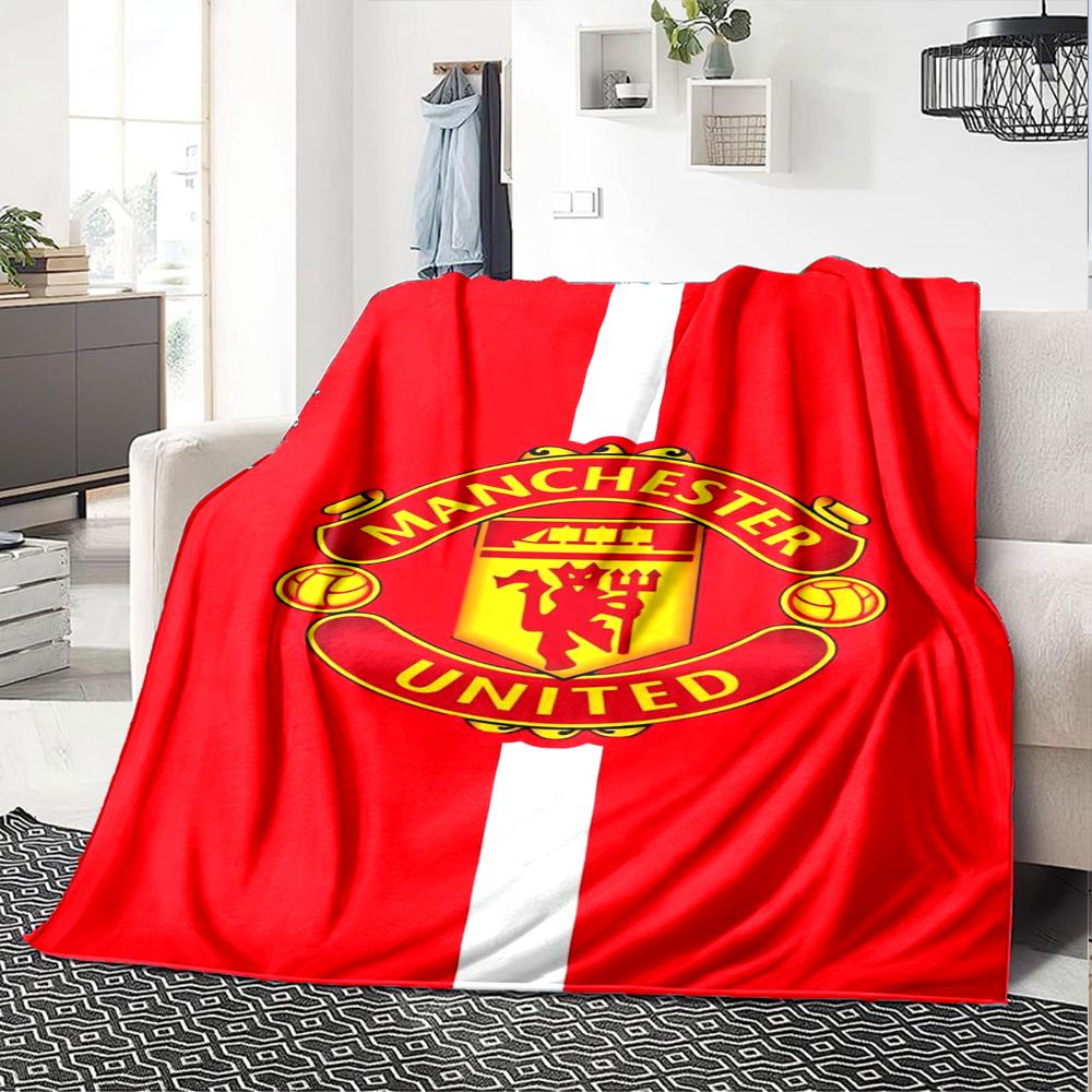 Manchester United Theme Printed Blanket - Perfect for Couch, Bed, Travel & Outdoor Use | Machine Washable, Cozy & Durable.