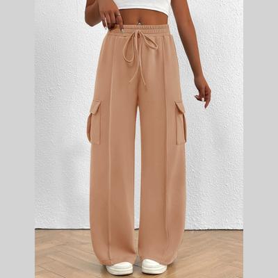 Женские спортивные штаны для бега, комбинезон, свободные брюки с широкими штанинами, повседневные штаны, штаны для повседневных упражнений, джоггинга, с карманами