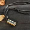 Gift Retro Personalized Pendant Harmonica Necklace Leather