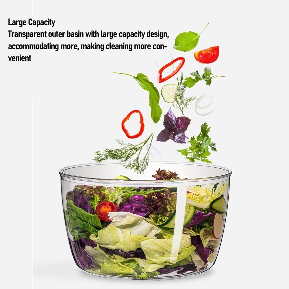 Large Capacity Vegetable Washer Spinner Bowl Transparent Black Salad Washer Meal Prep