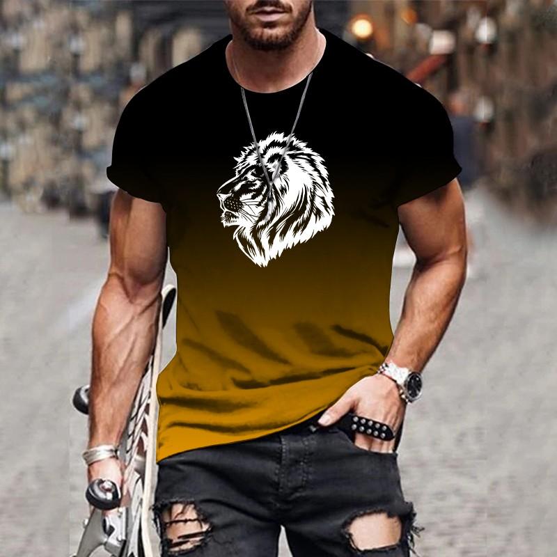 Мужская 3D градиентная печать модный трендовый принт Harajuku дизайнерские повседневные топы с коротким рукавом очень большие размеры мужская одежда