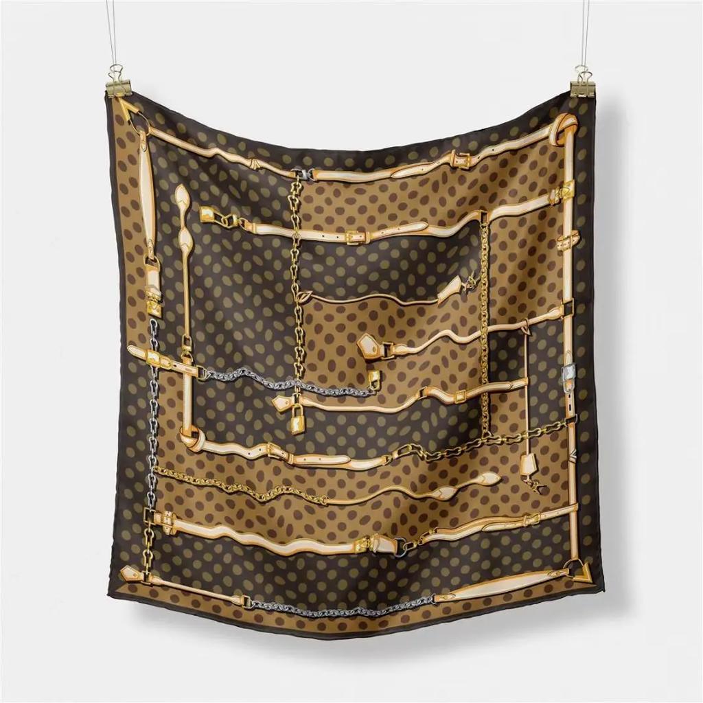 Luxury Print Silk Square Scarf Women Spring Neck Tie Shawl Wraps Female 53cm Hair Hand Wrist Headkercheif Hijab Bandana