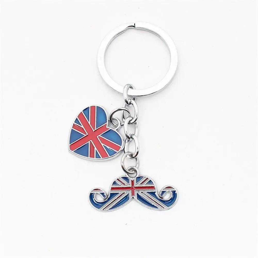 Bag Purse Charm Excellent Quality Key Chain UK Flag Keychain Union Jack Keyring GB British Flag Heart Pendant