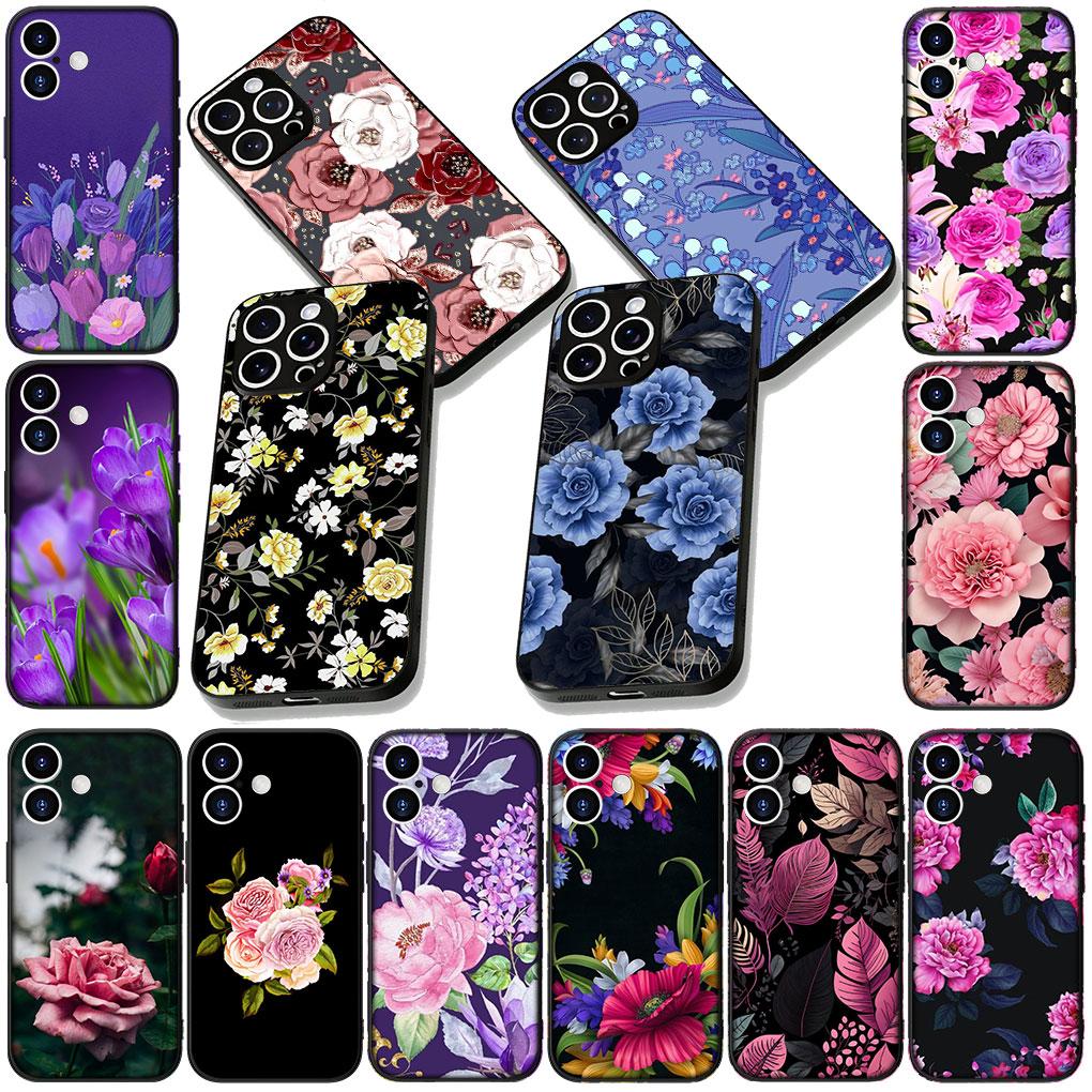 Soft Cover for Apple iPhone 13 12 Mini XS 11 Pro Max 7 8 Plus + XR SE 2022 2020 SE3 Coque Phone Case Rose Flower Pink