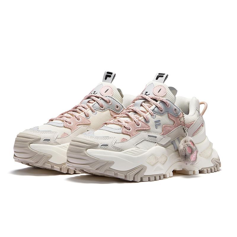Fila Fusion Bianco Ткань Синтетическая Кожа Конфетные Туфли Модные Универсальные Увеличивающие Рост Низкие Папины Кроссовки Женские кроссовки T12W521006FGC