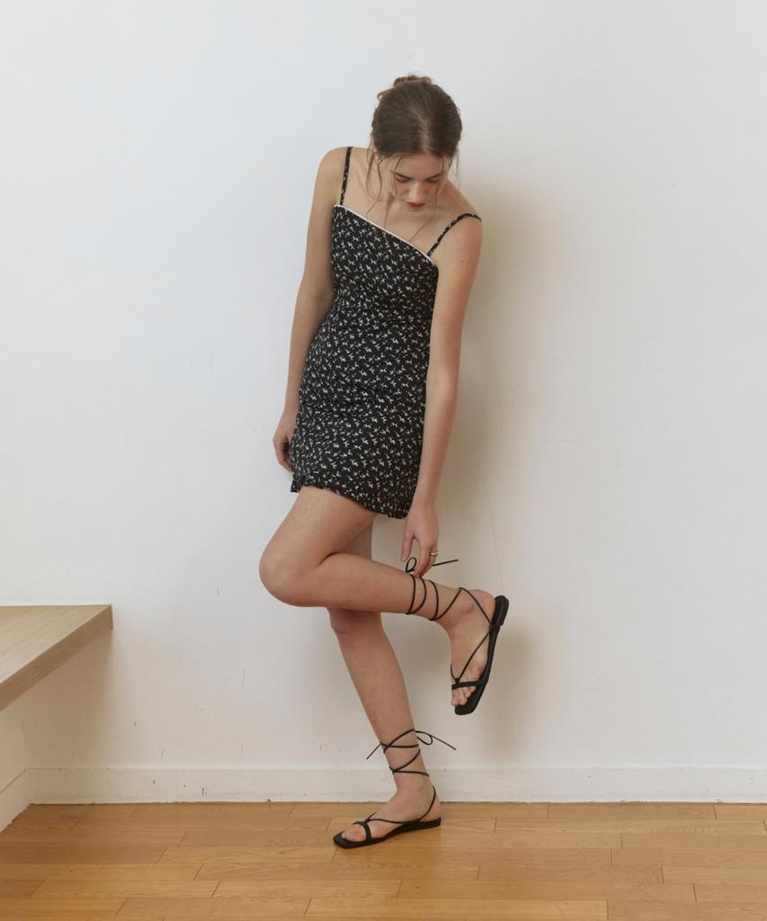 Adowl Lovey Vintage Pattern Mini Dress - Black